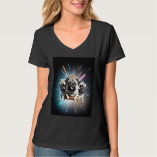 Pugs In Space With Donuts Cute Pug Boys Girls Men T-Shirt