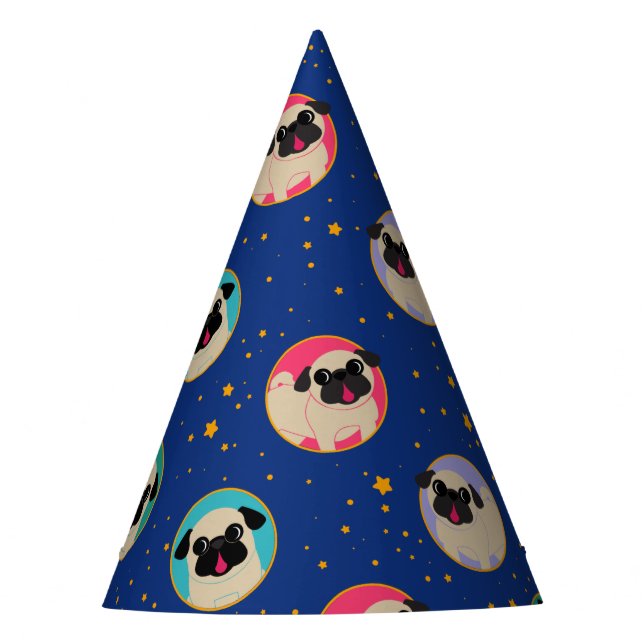 Pugs In The Stars Pattern Party Hats (Front)