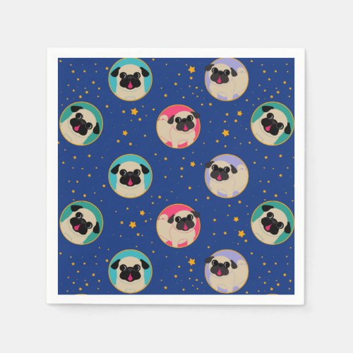 Pugs In The Stars Pattern Party Napkins