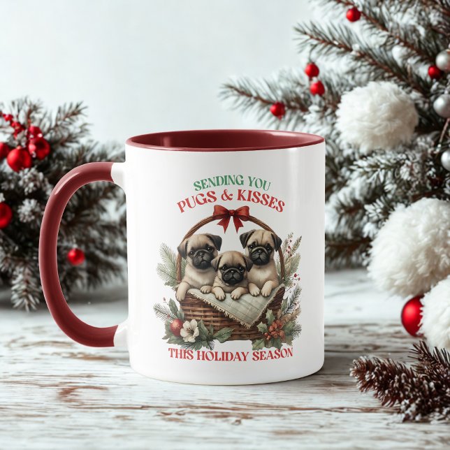 Pugs & Kisses Christmas Dogs Coffee Mug (Creator Uploaded)