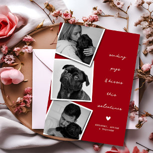 Pugs & Kisses Photo Collage Valentines Holiday Card