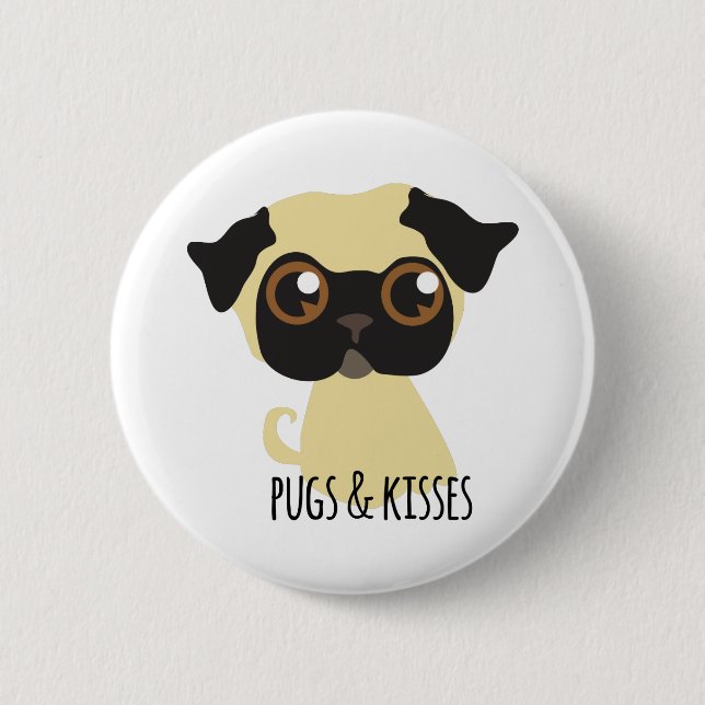 Pugs & Kisses Pinback Button (Front)
