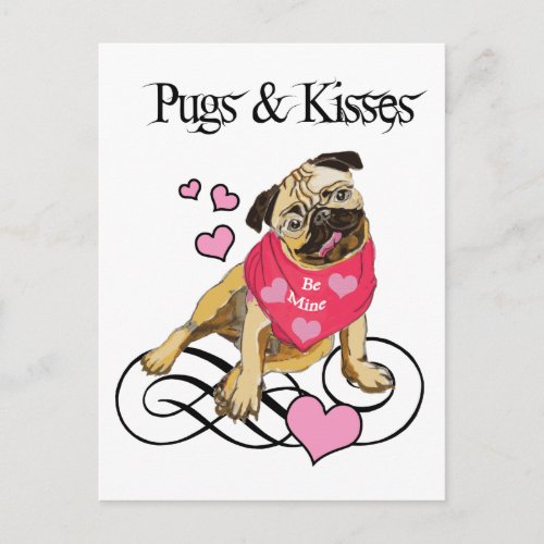 Pugs  Kisses Postcard