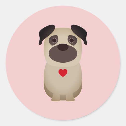 Pugs  Kisses Pug Dog Valentine Valentines Day  Classic Round Sticker