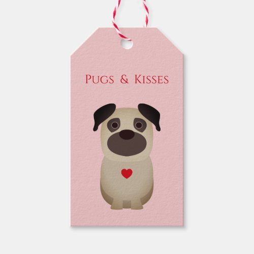 Pugs  Kisses Pug Dog Valentine Valentines Day Gift Tags