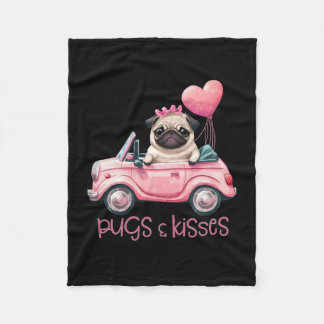 Pugs & Kisses Pug Valentine's Day Fleece Blanket