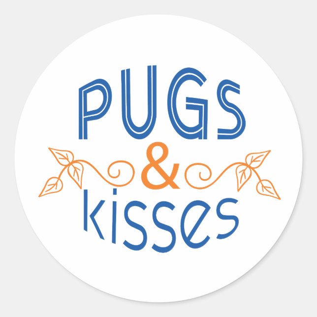 Pugs & Kisses Round Stickers (Front)