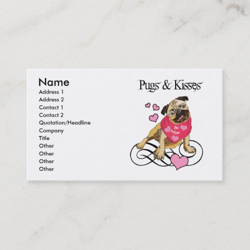 Pugs  Kisses Valentine Pug Biz Cards