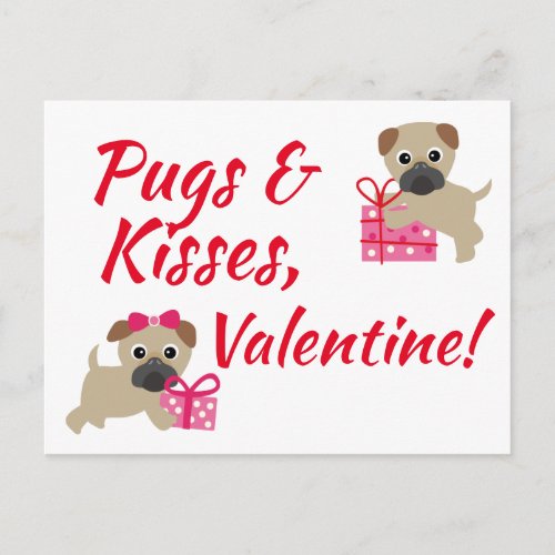 Pugs  Kisses Valentines Card