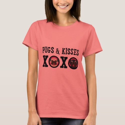 Pugs  Kisses XOXO White Tee Shirt