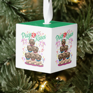 Pugs N Kisses Pug Dog Lover Cube Ornament