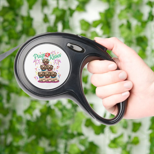 Pugs N Kisses Pug Dog Lover Retractable Pet Leash (Hand)