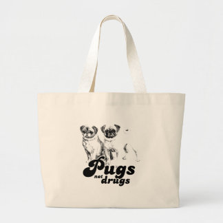 PUGS NOT DRUGS 2 LARGE TOTE BAG
