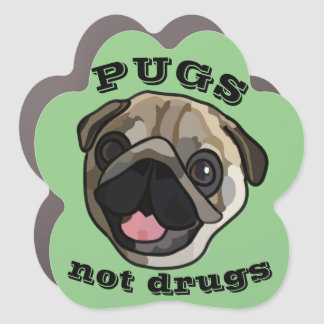 Pugs not drugs car magnet