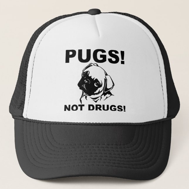 Pugs Not Drugs Funny Ball Cap Hat (Front)