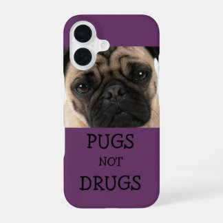 Pugs Not Drugs Purple iPhone 16 Case