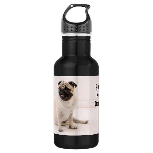 Pugs Not Drugs Stainless Steel Water Bottle