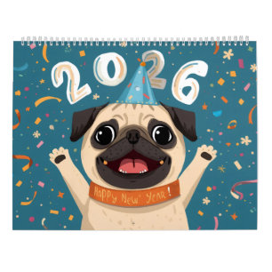 “Pugs of Joy: A 2026 Calendar” Cute Pug Calendar