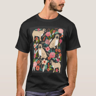 Pugs of Spring pattern dogs puggle puppy floral fl T-Shirt