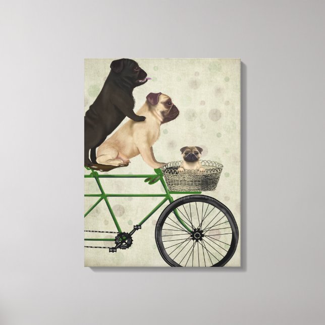 Pugs on Bicycle Canvas Print (Front)
