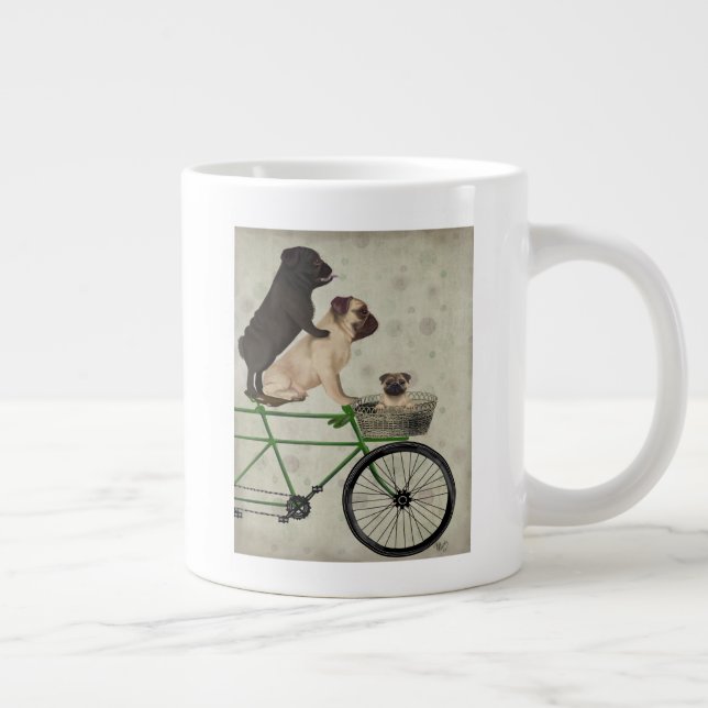 Pugs on Bicycle Giant Coffee Mug (Right)