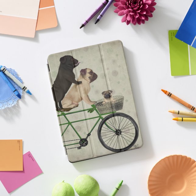 Pugs on Bicycle iPad Pro Cover (Desk)
