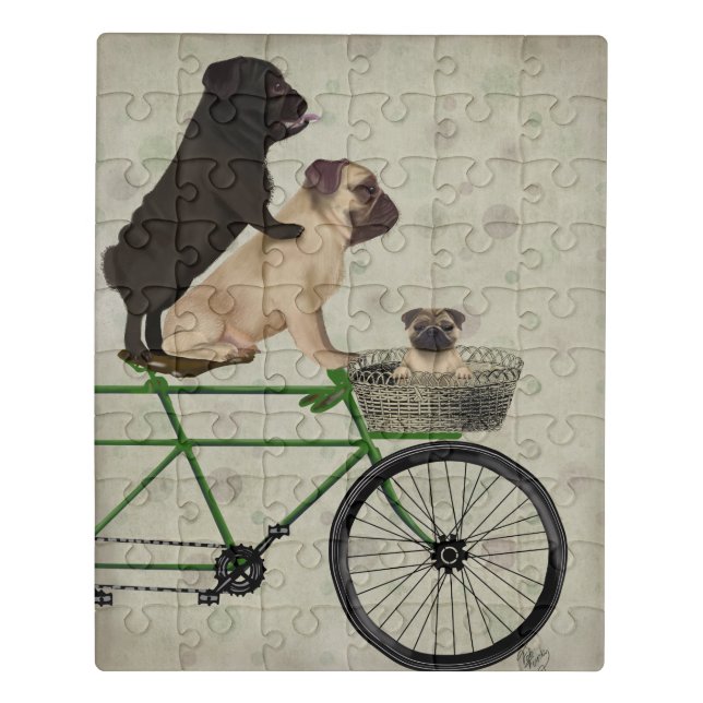 Pugs on Bicycle Jigsaw Puzzle (Puzzle Vertical)