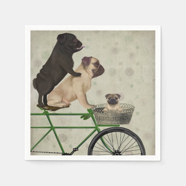 Pugs on Bicycle Napkins (Front)
