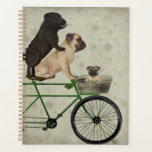 Pugs on Bicycle Planner<br><div class="desc">Pugs on Bicycle by Fabfunky. Features pugs on a bicycle in a whimsical,  steampunk style.  | 192043D</div>