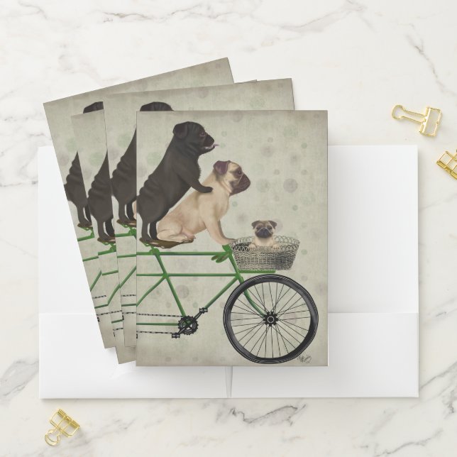 Pugs on Bicycle Pocket Folder (In Situ)