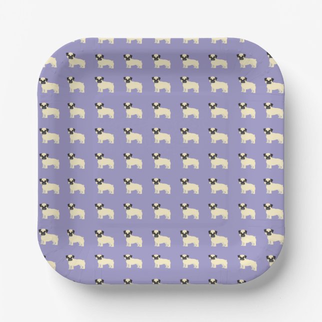 Pugs, Pale Purple Paper Plates (Front)