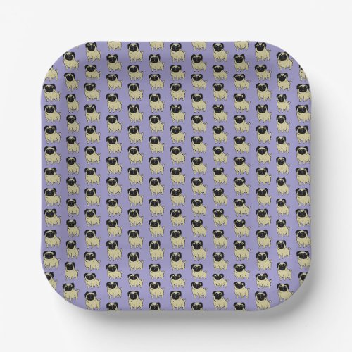 Pugs, Pale Purple Paper Plates