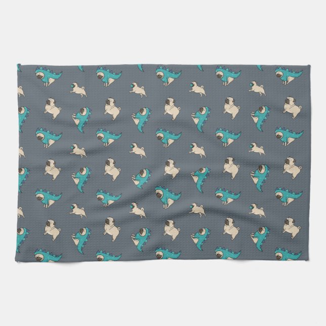Pugs' Pattern, Dogs Rule! Towel (Horizontal)
