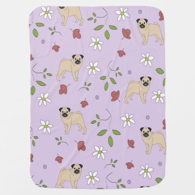 pugs (pink) baby blanket (Front)