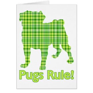 Pugs Rule Spring Green Plaid Tees & Gifts Cards