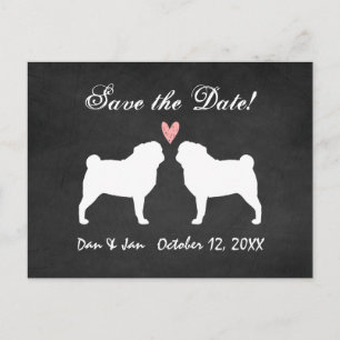 Pugs Wedding Save the Date Announcement Postcard