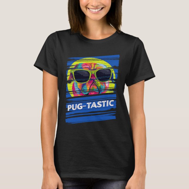 Pugtastic  Pug Humor Dutch Bulldog Animal Pun Dog  T-Shirt (Front)