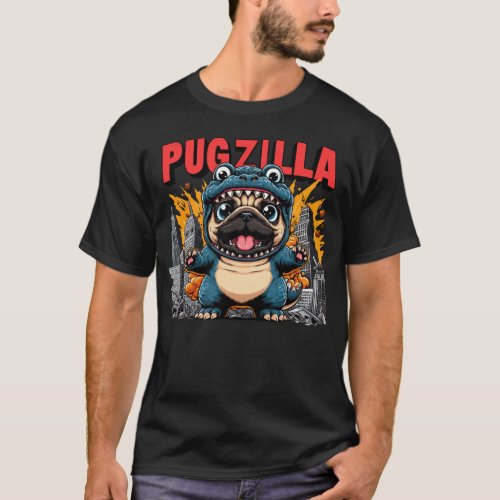 Pugzilla Funny Dog T_Shirt
