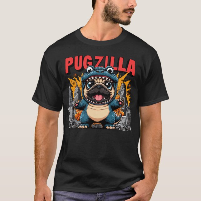 Pugzilla Funny Dog T-Shirt (Front)