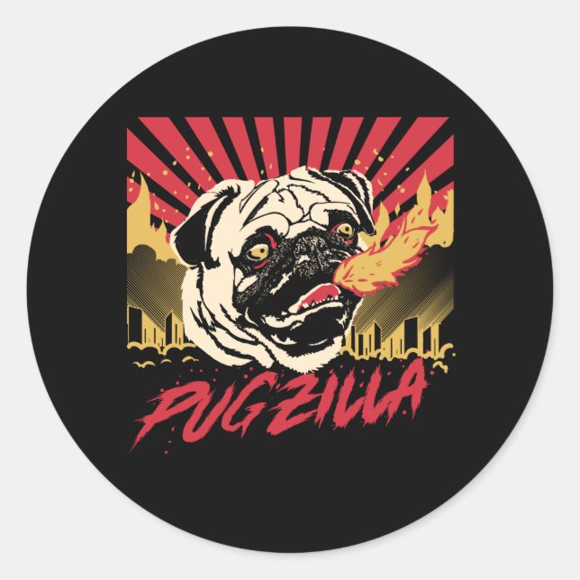 Pugzilla Pug Dog Pug Sweet Pug Pug dog Classic Round Sticker (Front)