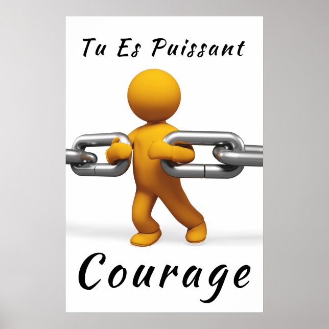 "Puissant" Affiche Motivation-Poster Positif Poster (Front)