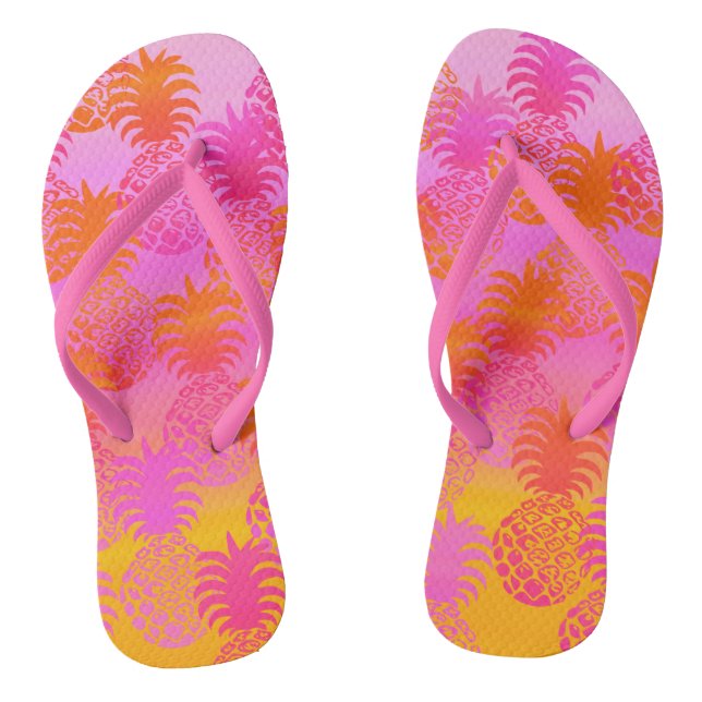 Pukana Hawaiian Pineapple Sunset Blend Flip Flops (Footbed)