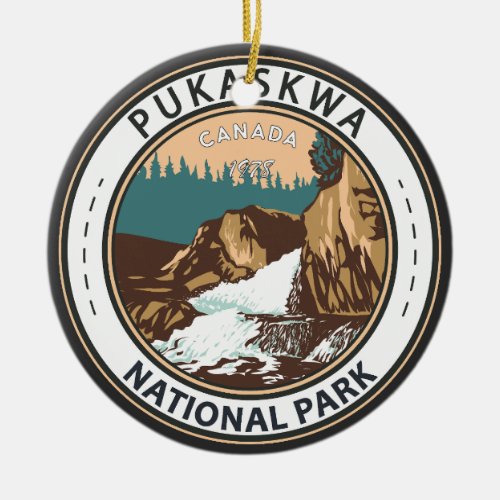 Pukaskwa National Park Canada Travel Vintage Badge Ceramic Ornament