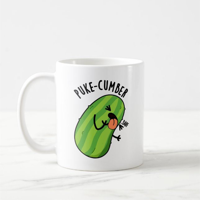 Puke-cumber Funny Cucumber Pun  Coffee Mug (Left)
