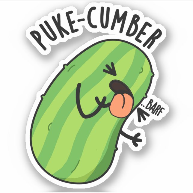 Puke-cumber Funny Cucumber Pun  Sticker (Front)