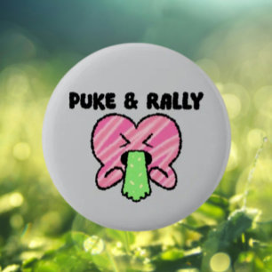 Puke & Rally Button Pink Heart Party Edition
