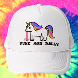 Puke & Rally Rainbow Unicorn Trucker Hat | Pixel