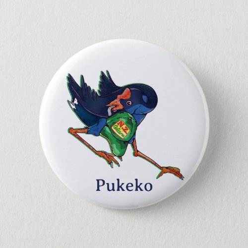 Pukeko stealing a hat button