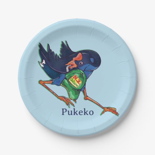 Pukeko stealing a hat paper plates