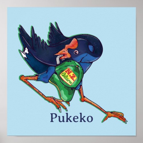 Pukeko stealing a hat poster
